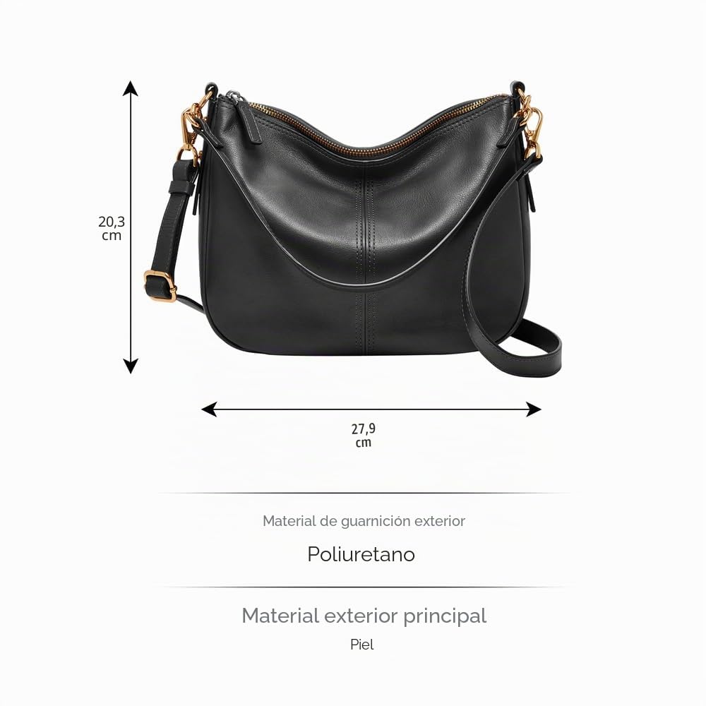 Fossil Borsa para Mujer Jolie, Crossbody de piel y poliuretano negro 27,9 cm largo x 7,6 cm ancho x 20,3 cm alto ZB7716001