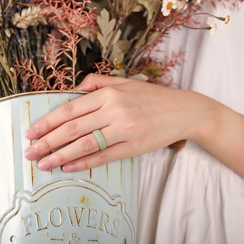 Image of Egnaro 4 /5 /8 Variety Multipack Ergonomic Breathable Bridal Rings Sets, 6mm Wide - 2mm Thick Rubber Wedding bands women, silicone Rings for her with Half Size