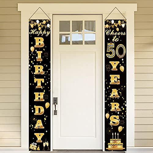 Adisno 50th Birthday Door Banner,Happy 50th Birthday Banner,50th Birthday Anniversary Party Decorations Supplies Cheers to 50 Years Welcome Porch Sign for Indoor Outdoor