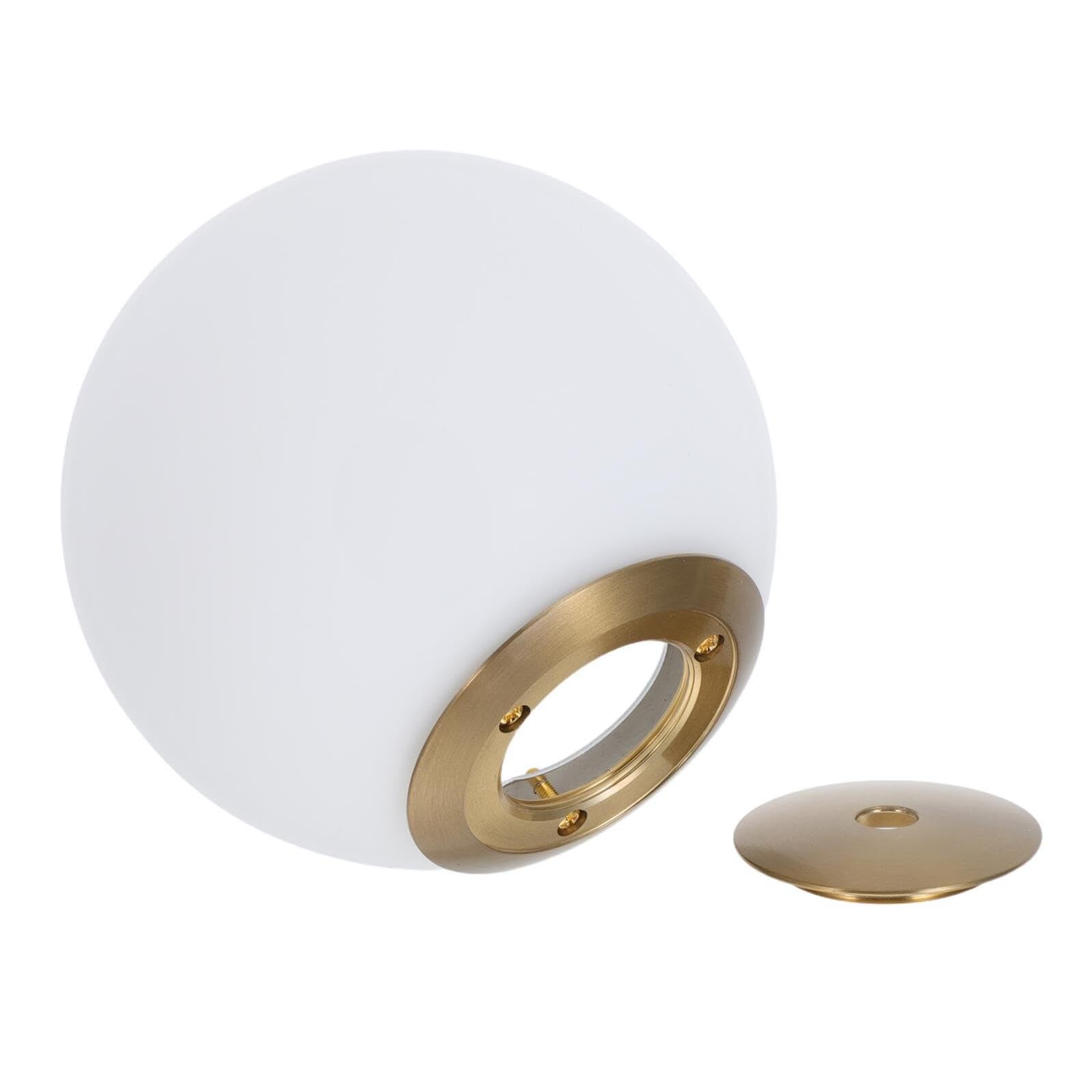 WOONEKY White Glass Globe Lampshade for Indoor Spaces with Sturdy Copper Frame and Simple Installation, Modern Small Round Lamp Shade for Bedrooms and Classic Lighting Fixtures