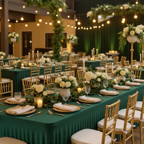 GEWONELIFE 2 Pack Dark Green 6FT Rectangle Spandex Tablecloths, Stretch Fitted Table Covers for 6 Foot Tables, Wrinkle Free Table Clothes for Christmas Party Holiday Wedding Banquet Dinner Decoration by GEWONELIFE - Used condition - Image 8