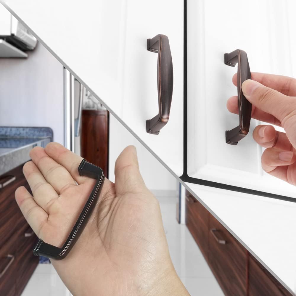 KOOFIZO 10 Pack 3 Inch Oil Rubbed Bronze Kitchen Cabinet Pulls Rubbed Bronze Cabinet Handles Bronze Cabinet Hardware for Kitchen Cabinets 1817 Drawer Dresser Cupboard Bedroom