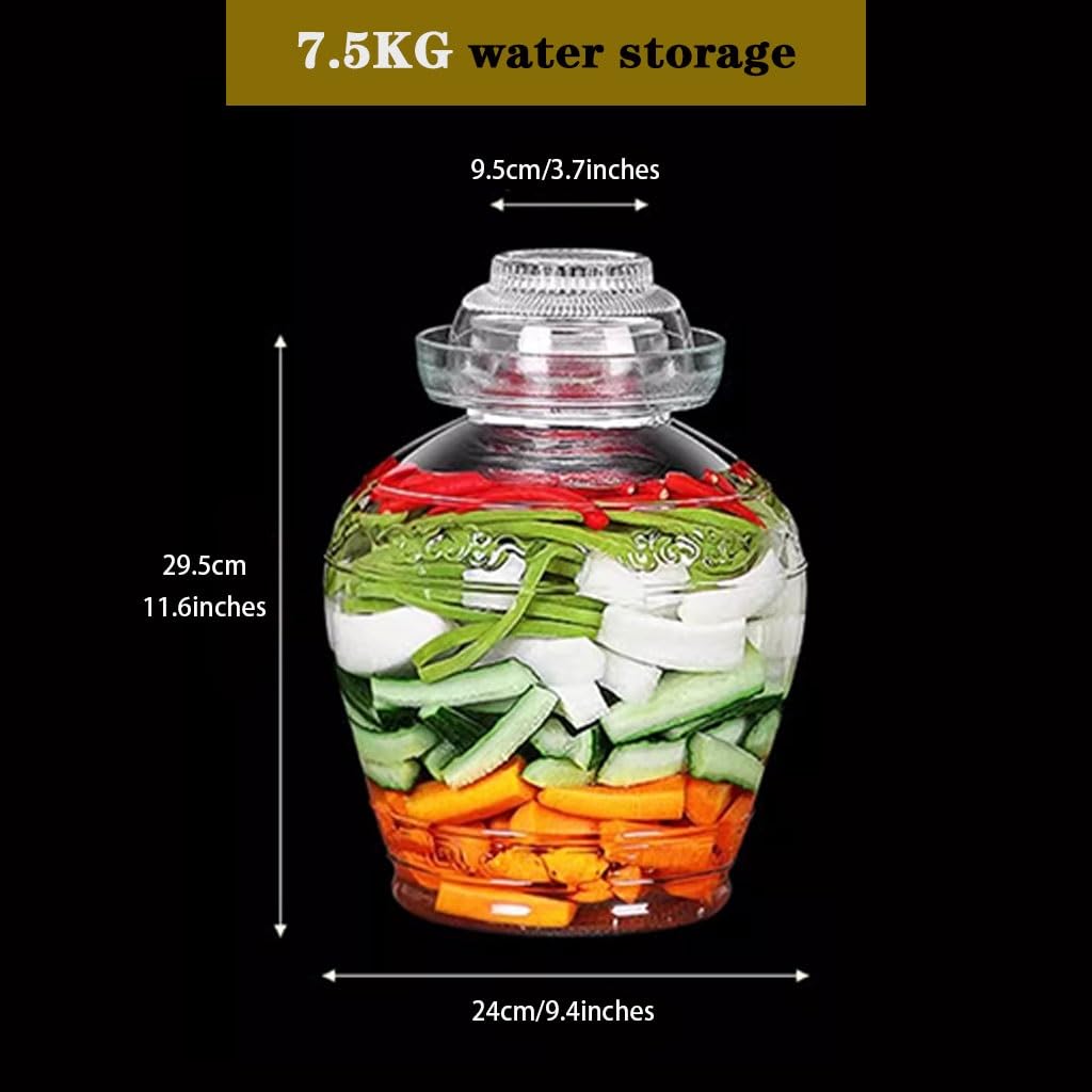 Gurkenglas Mit Traditionellem Reliefdesign, Wasserdichter Gurkenglas Mit Deckel, Pickle Jar Für Eingelegtes Gemüse, Glas-Vorratsflasche(7.5kg/264.6oz)
