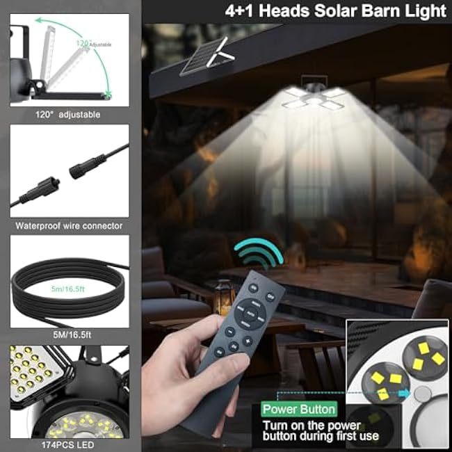 Solar Shed Light Pendant Light Solar Lights 4 and 1 Heads Outdoor Indoor