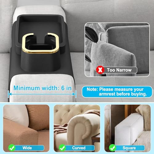 Image of Silicone Couch Cup Holder, Tray Anti-Spill Sofa Drink Coaster Anti-Slip Armrest Cup Holder Suit Tray for Remote, Snacks, Tissue, Magazines, Cellphone and iPad, Gift for Family, Friend
