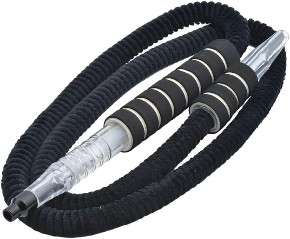Afoosoo Sailunte Hookah Hose - 6ft Washable Plush Shisha Pipe With Mini Ice Bag and Detachable Mouth Tip (Black)