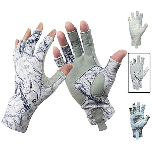 Riverruns Fingerless Fishing Gloves- Fishing Sun Gloves- UV Protection Gloves Men and Women