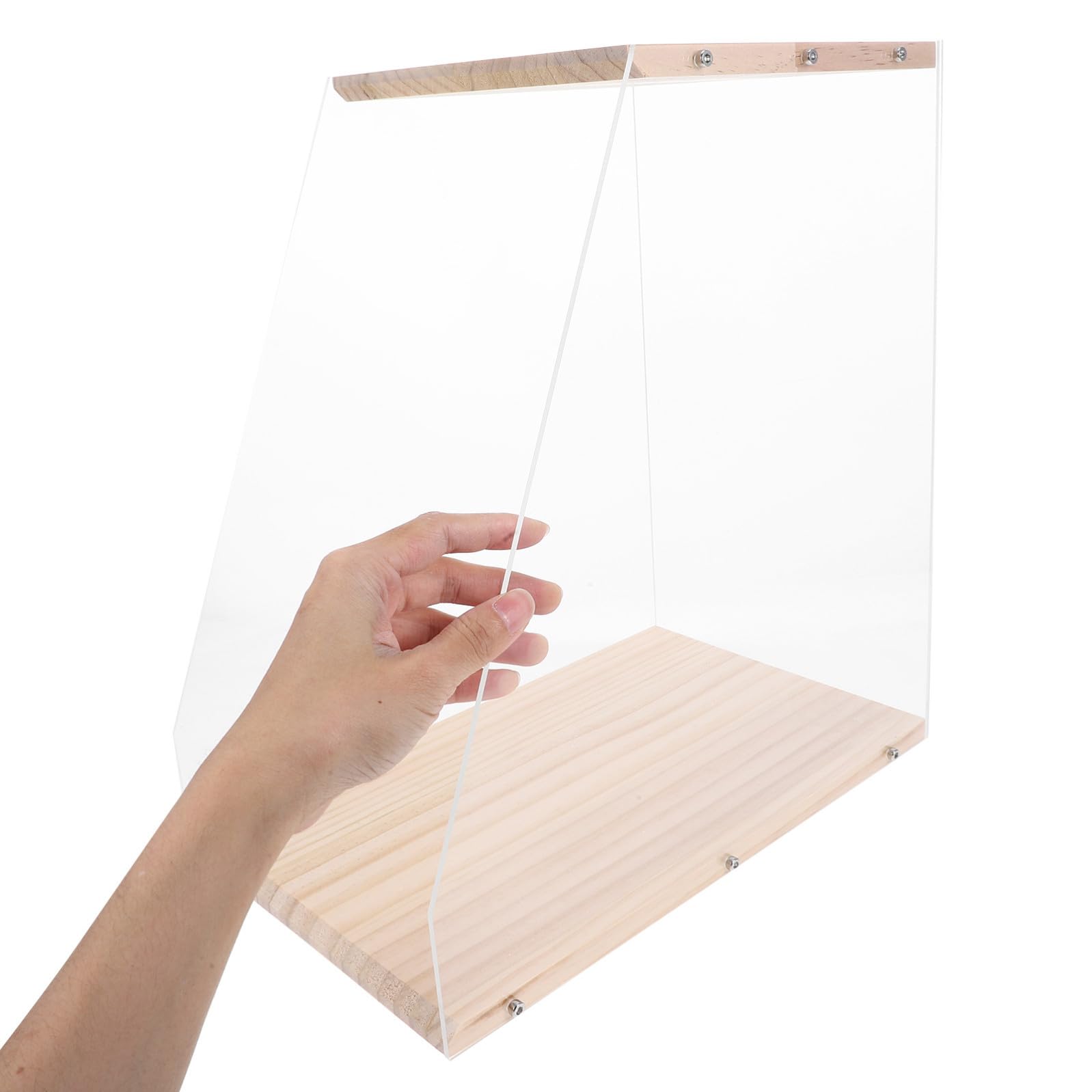 STOBAZA Porta Dischi in Legno e Acrilico Trasparente per Vinili, Dvd e Libri, Organizer da Tavolo Salvaspazio Design Moderno e Minimalista per Arredamento Casa