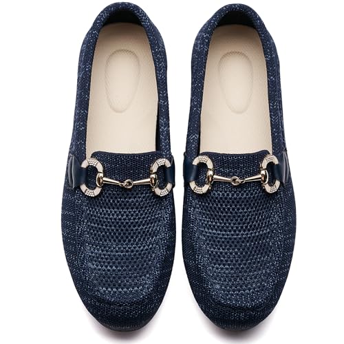 Image of Women's Knit Slip On Loafers - Breathable Mesh Flats with Memory Foam Insole & Arch Support, Non-Slip Comfortable Shoes for Work Office Commute, Driving, Casual Daily Walking (Wide Foot Friendly)