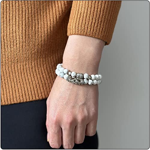 8MM Turquoise Stone Beads Bracelets Buddha Head Stretch Bracelets2