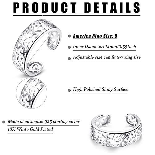 Image of Milacolato 925 Sterling Silver Toe Rings for Women 18K White Gold Plated Arrow Heart Infinity Vintage Celtic Knot Teardrop Daisy Flower Stylish Toe Rings Adjustable Toe Band Rings Summer Beach Foot Jewelry