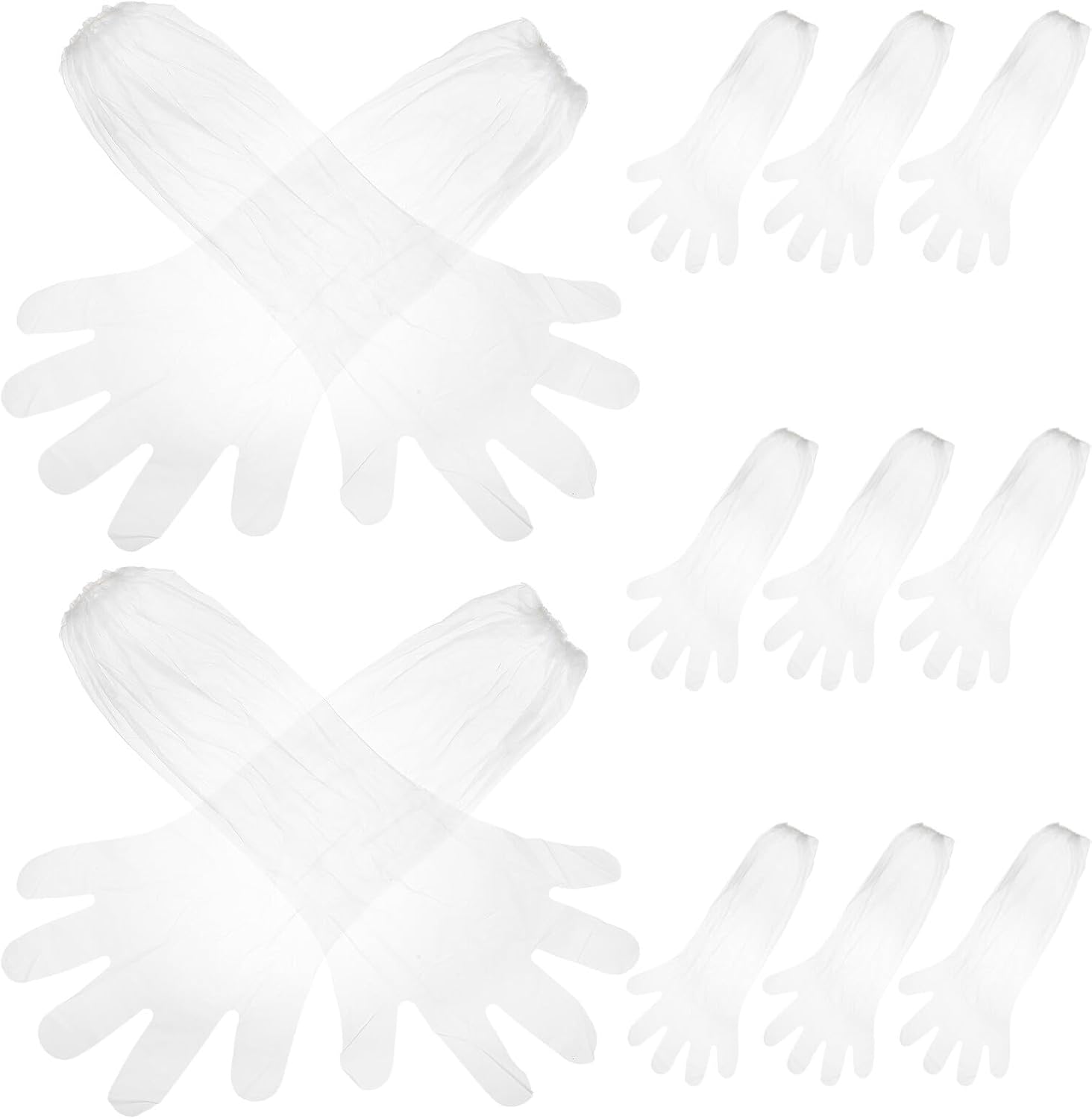 Healeved 100pcs Elbow Length Waterproof Cleaning Gloves Extended Cpe Protective Dishwashing Gloves for Household Cleaning, Cooking, Gardening, and Hair Dyeing