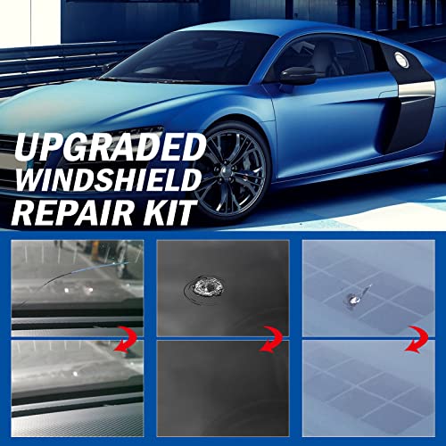Windshield Repair Kit, Car Windshield Repair Resins Tools for Chips and Cracks, Bulls-Eye, Star-Shaped and Half-Moon Cracks 4 Bottles