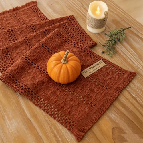 Fall Thanksgiving Boho Macrame Table Runner 12x36 Inch