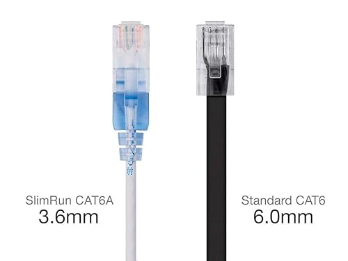 Vista 135 de Monoprice SlimRun Cat6A - Cable de conexión de red Ethernet, Blanco