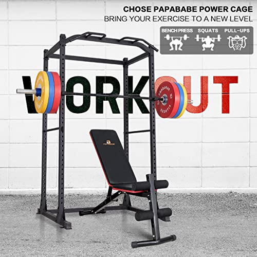 papababe Squat Rack 1200-Pound Capacity Strength Training Power Cages for Home Gym Equipment