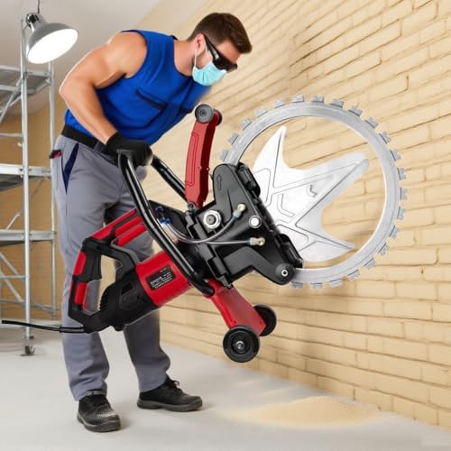 Neue Betontrennsäge, Bürsten-Gleichstrommotor mit 2*16-Zoll-Diamantblatt, Nass-/Trocken-Staubschutzschneider, 30 cm Schnitttiefe, für