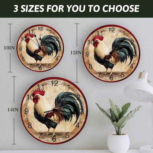 Reloj de pared redondo con gallo 10 pulgadas miniatura 6