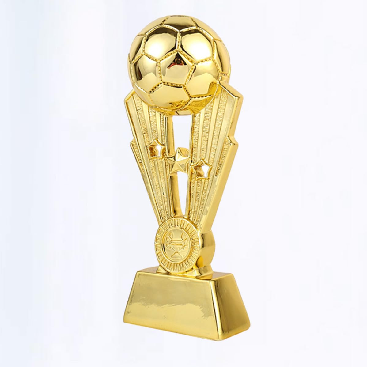 Veemoon Trofeo de Fútbol para Equipo en Resina Dorada con Acabado Chapado Brillante, Premio Duradero Adecuado para Fiestas y Juegos Escolares