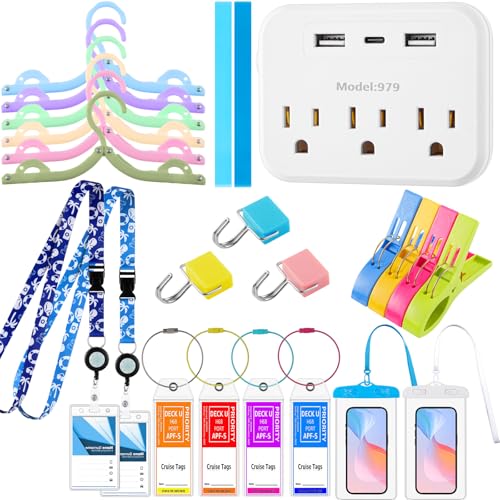 Chunful 24 Pcs Cruise Ship Essentials Kit Include 4 Cruise