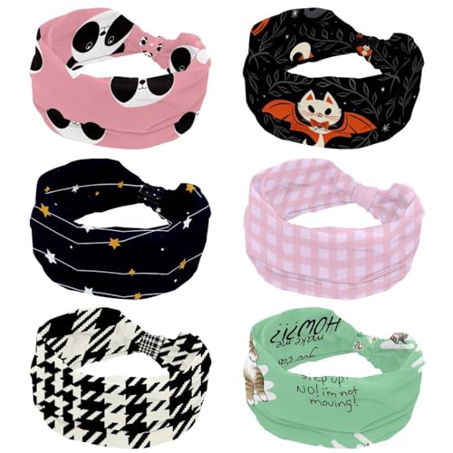 Bandeau large femme pour le yoga et le sport au quotidien : lot de 6 turbans élastiques confortables