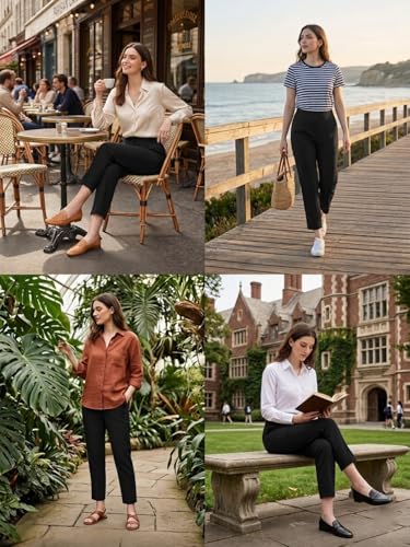 Image of Leriya Fashion Linen Loose Pants for Woman |Linen Trouser for Women | Ankle Length Straight Pant Women | Ladies Loose Pants Woman with Elastic Closure |High Waist Formal Office Trousers