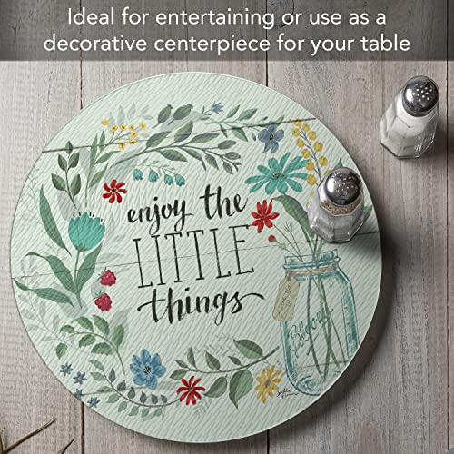 Counterart Blooming Thoughts 4Mm Heat Tolerant Tempered Glass Lazy Susan Turntable 13" Diameter Cake Plate Condiment Caddy Pizza Server #TOP1