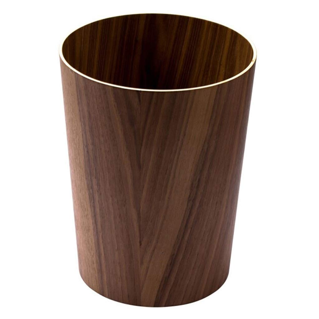 Mülleimer Kreativer hölzerner Papierkorb, runder Abfalleimer, Badezimmer, Schlafzimmer, Büro, natürliche Holzmaserung Abfalleimer/Kosmetikeimer (Color : Brown-2)