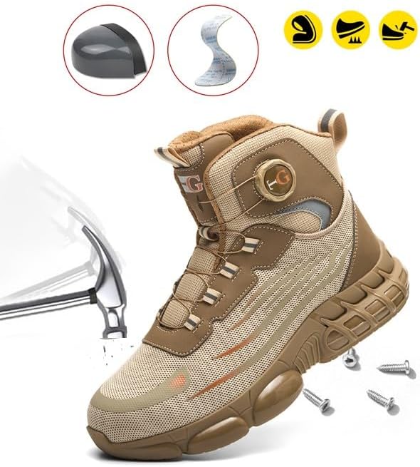 MellowMiles Steel Toe Work Shoes for Men, CE Certified Safety Sneakers for Kitchen Restaurant Construction, Kevlar Puncture Resistant Lightweight Slip Resistant Shoes, Breathable Mid-Top Boots - Image 9