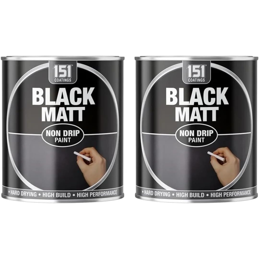 Gigzo Land Matt Black Paint Non-Drip Paint 300 Ml Tin - Interior & Exterior Black Topcoat Paints, Wood Metal Concrete Furniture Paints Long Lasting Protection Against Wear, Weather, Moisture - 2 Pcs