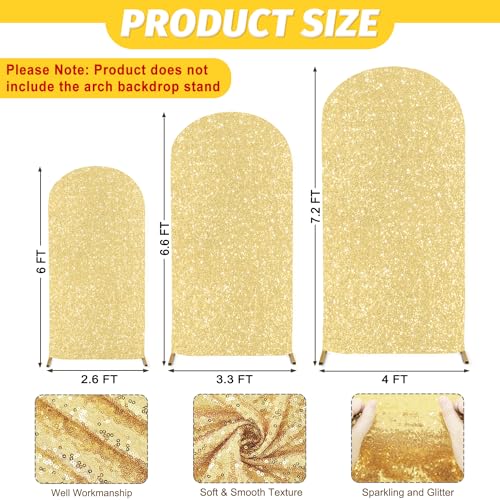 MODFUNS Gold Sequins Arch Cover Shimmer Arch Covers 6ft 6.6ft 7.2ft Spandex Arch Cover Double Used Wedding Arch Cover Set Vintage Shiny Arch Stand Cover for Wedding Ceremony Party Decoration by MODFUNS - Used condition - Image 3