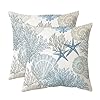   Tritard-Nautical-Coastal-Throw-Pillow-Covers-18x18-Set-of-2-Beach-Themed-Ocean-Seashell-Coral-Starfish-Velvet-Couch-Decorative-Pillow-Cases-Outdoor-Sofa-Cushion-Cover-for-Bedroom-Living-Room-Blue