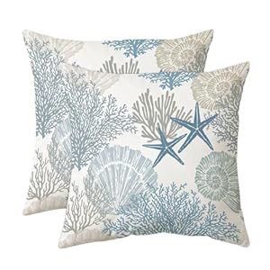 Tritard Nautical Coastal Throw Pillow Covers 18x18 Set of 2 Beach Themed Ocean Seashell Coral Starfish Velvet Couch Decorative Pillow Cases Outdoor Sofa Cushion Cover for Bedroom Living Room, Blue Tritard Nautical Coastal Throw Pillow Covers 18×18 Set of 2 Beach Themed Ocean Seashell Coral Starfish Velvet Couch Decorative Pillow Cases Outdoor Sofa Cushion Cover for Bedroom Living Room Blue