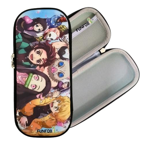 Image of Funfob Polyester Demon Slayer Pencil Box For School College For Pen Pencil Or Other Stationery Products Pencil Pouch Travel Or Cosmetic Case (Demon All Characters Zenitsu), Multicolor