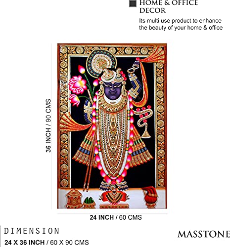 Image of Masstone Shrinathji Painting | Wall Painting for Mandir | Self Adhesive Digital Reprint for Wall Decoration (24 x 36 Inch) Pack of 1