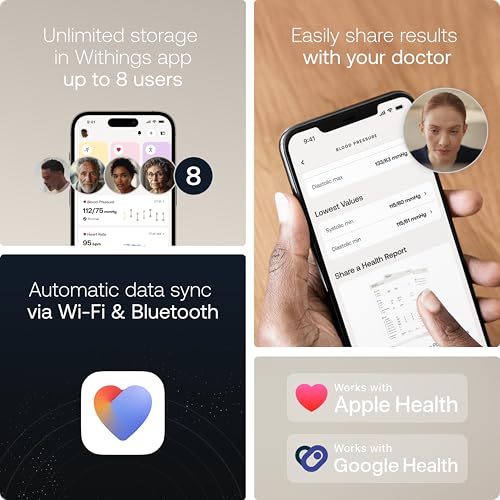 Image of Withings BPM Vision - Smart Arm Blood Pressure Monitor | FDA-Cleared | Easy-to-use, Accurate Systolic & Diastolic Measurements, Wide Range Cuff | Wi-Fi & Bluetooth | iOS & Android | FSA /HSA