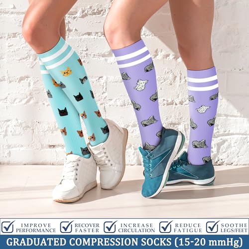 Image of FEYHAY Copper Compression Socks (3 Pairs) 15-20 mmHg Circulation is Best Athletic & Daily for Men & Women, Running, Climbing