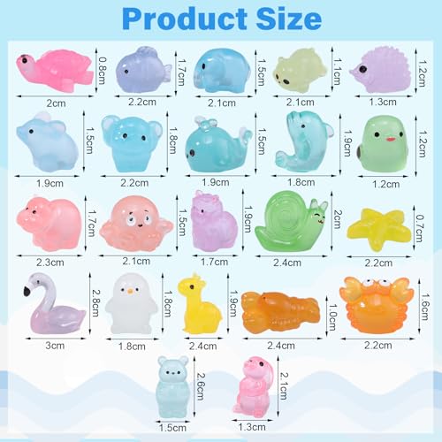 160 Pcs Mini Resin Animals 22 Styles Mixed Luminous Resin Animal Glow in the Dark Tiny Plastic Animals Figures for Fairy Garden Micro Landscape Aquarium Decor Garden Dollhouse Accessories - Image 2