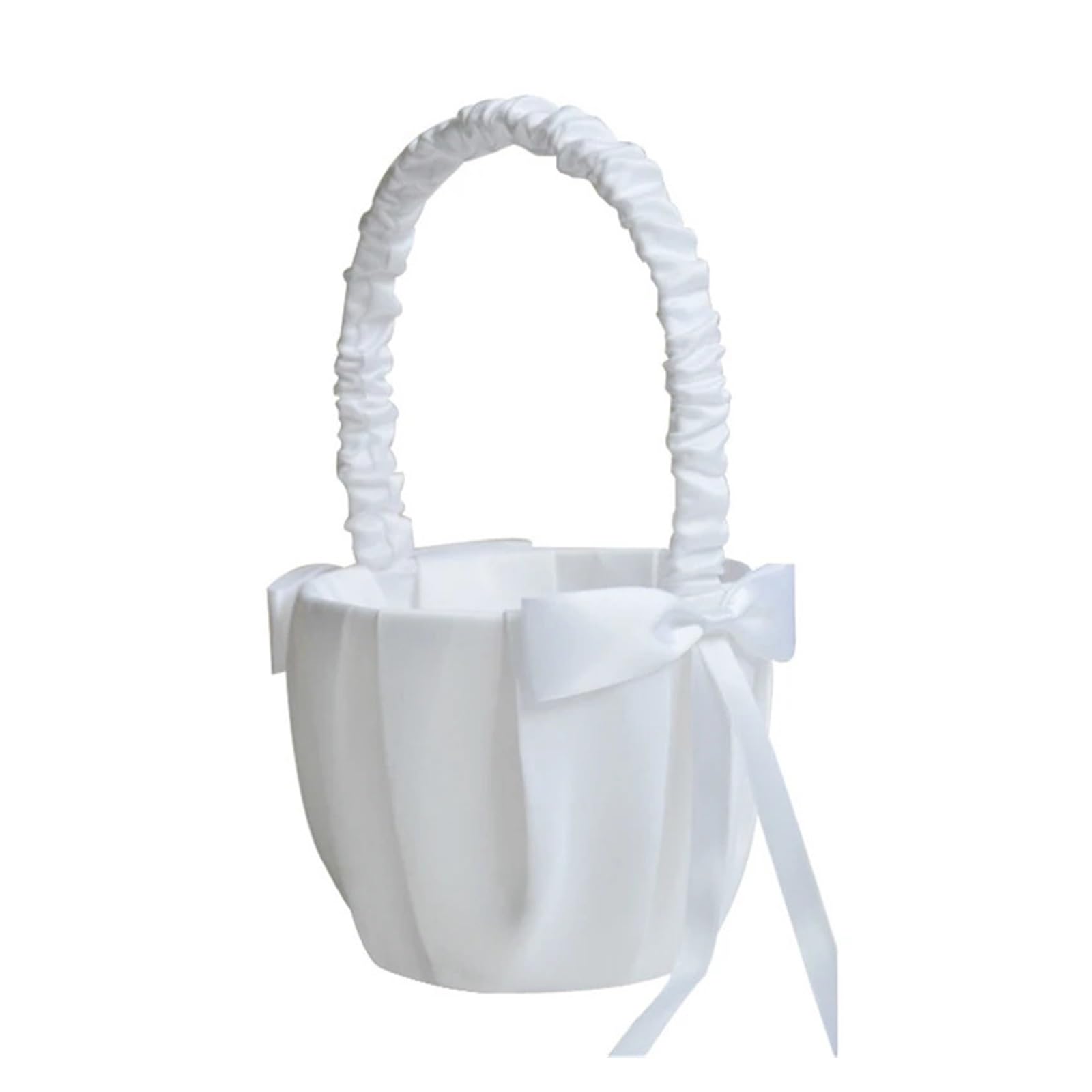 Wedding Petal Confetti Basket, Flower Baskets White Silk for Wedding Bride Ceremony Party Hand Held Decorations(White2)