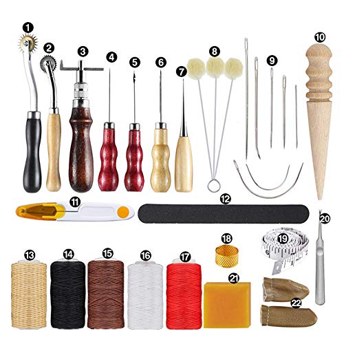 fantaxi 30 pcs Kit de Ferramentas de Couro Ferramentas de Trabalho de Couro Kit Básico de Reparação