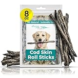 Ocean Tides Icelandic Atlantic Cod Fish Skin Treats for Dogs and Cats Dried Lean Crunch Sticks Chews
