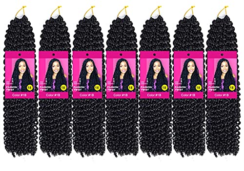 7 Packs Passion Twist Hair Bohemian Crochet Braids for Passion Twist Crochet Braiding Hair Water Wave Crochet Hair 16 Strands/Pack (18" 7Packs, 1B#)