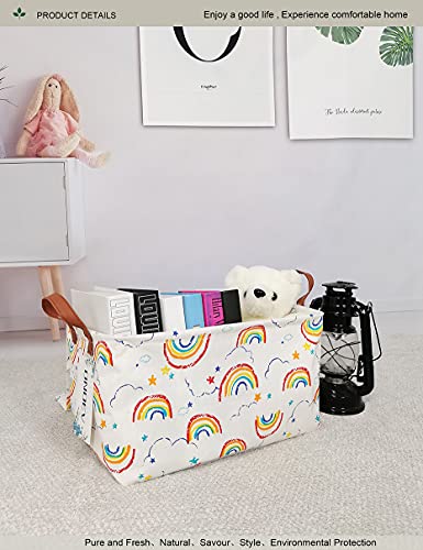 Image of Rectangular Rainbow Storage Basket for Kids with Lid