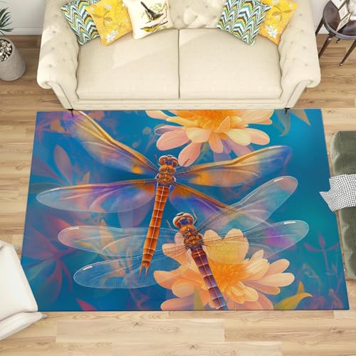Tapis poils courts antidérapant et lavable grand format bleu - 3