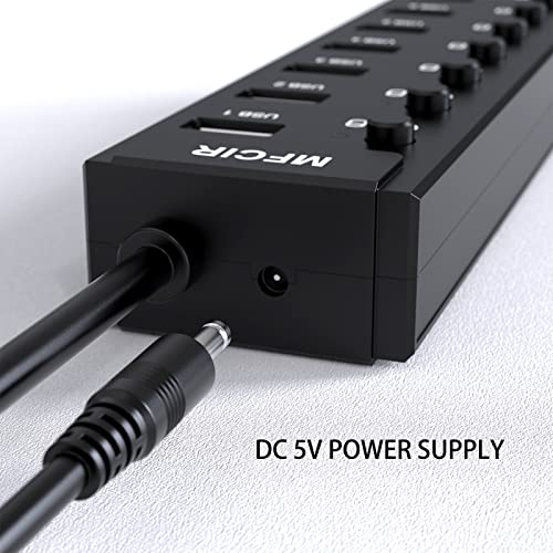 Mfcir-Powered-USB-Hub-7-Port-USB-Data-20-Hub-Multi-Port-USB-Splitter-with-Individual-OnOff-Switches-and-5V2A-Power-Adapter-Charging-USB-Extension-Multiple-for-MacBookLaptopPCComputer