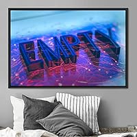 Framed Canvas Wall Art Word Panels 3D Fun Industrial Inspirational Metallic Multicolor Pop Art Typography - 16x24 inches