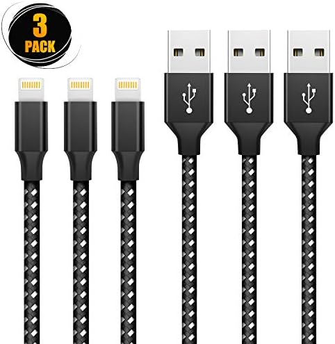 Ankoda iPhone Charger Cable Lightning Cable 3Pack 3FT/1M Nylon Braided iPhone Cords Compatible with iPhone XS/XR/X/8/7/6/5, iPad Pro/Air/mini and More