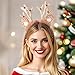 Yymobt 2 PCS Christmas Reindeer Antlers Headband Headwear Sequins Party Head Band Women Hair Accessory(Gold and Sliver) (Muticolor 3, One size)