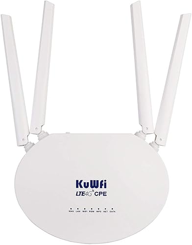 KuWFi Enrutador 4G LTE con ranura para tarjeta SIM, enrutadores de Internet WiFi inalámbricos desbloqueados de 300 Mbps con 4 antenas no