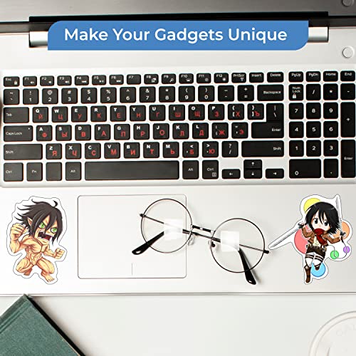 Image of FlyBuyHub Attack On Tittan Aesthetic Vinyl Journal Stickers for Phone Case, Laptop, Notebook, Water Bottle, Etc Self-Adhesive Stickers Set of 50 Glossy and Waterproof Stickers (Attack On Tittan)